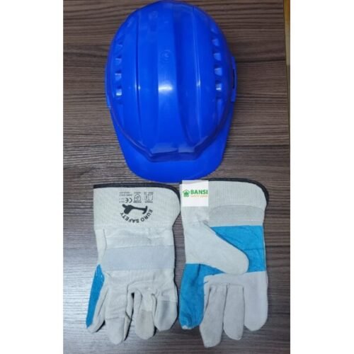 Hard Hat Helmet and Work Gloves Set