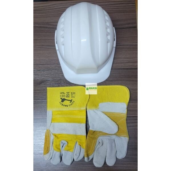 Industrial Safety Helmet with Protective Gloves - Bansi Safety Gear