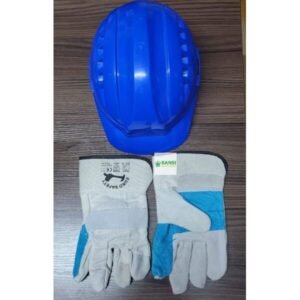 Hard Hat Helmet and Work Gloves Set