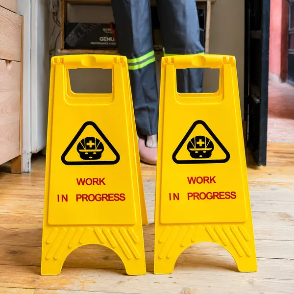 Work in Progress Caution Board Kenya yellow folding workplace warning sign